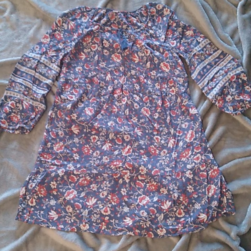 Blue floral boho dress